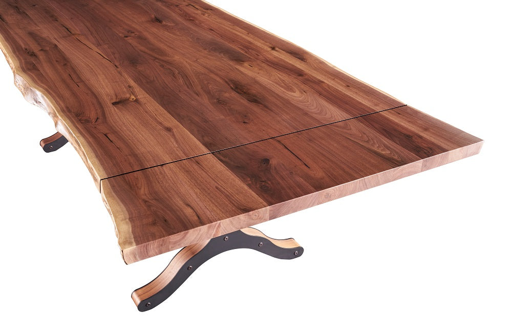 Live Edge Walnut & Glass River Dining Table – Metal-wood-furniture