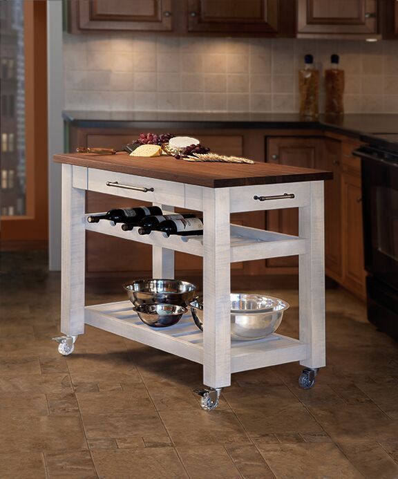 Metro Mobile Kitchen Island White w/ Walnut Top – Martin's